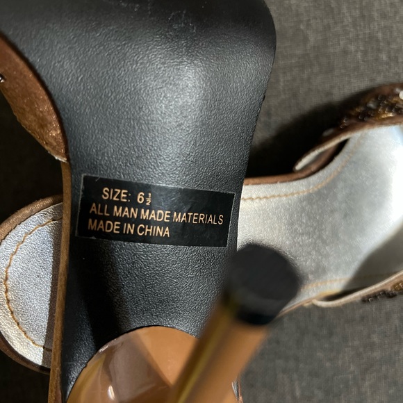 SPLASH Fashion Footwear Slip on Mules 4-inch Heels Brown-tones Sequins and Beads - Picture 14 of 14